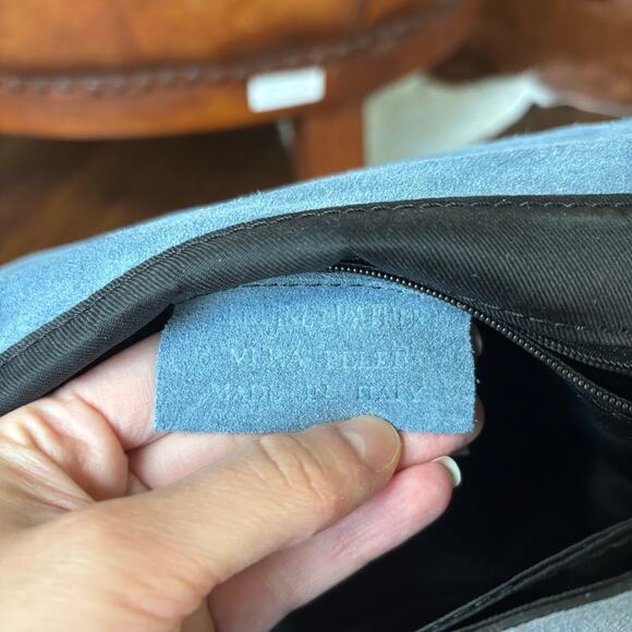 Uno Alla Volta Italian Suede Santo Spirito Crossbody Blue - Picture 6 of 15